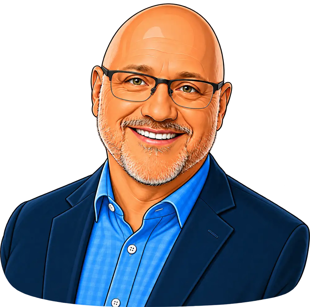 Illustrated portrait of Dean Rose, founder of MunicipalReady and Windstorm Marketing.